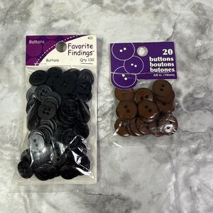 Blumenthal Lansing 130pc Black Assorted Sizes 20 Brown Buttons 5/8” 16mm Lot (2)